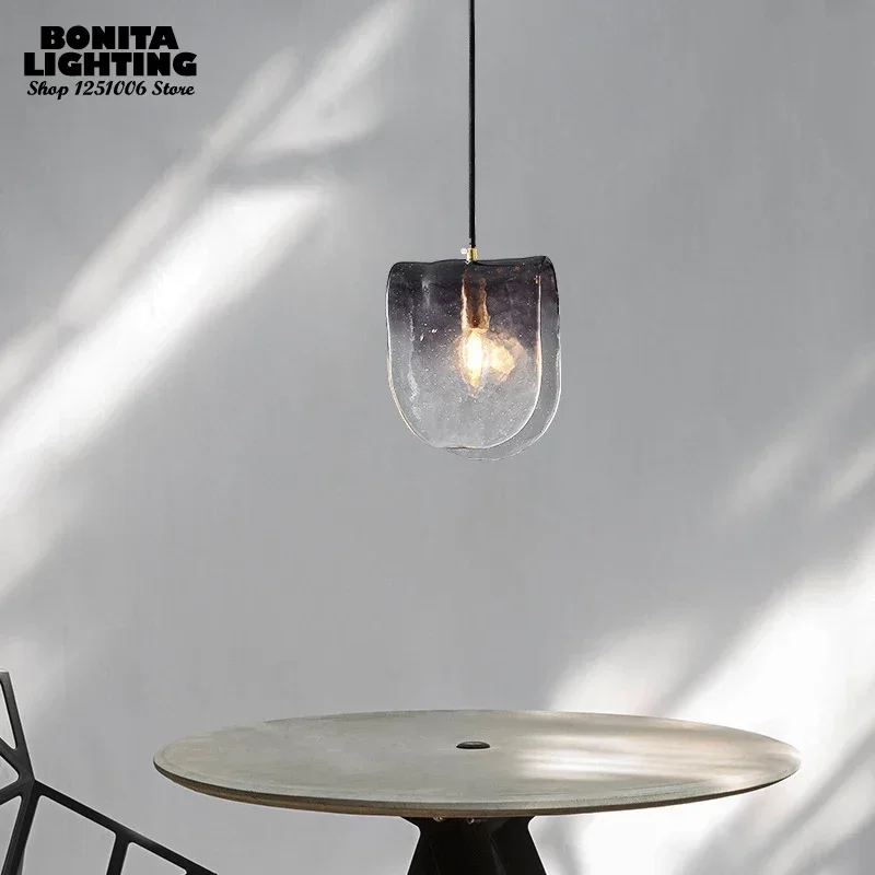 Imagem -05 - Postmodern Gradiente Gray Glass Pendant Lamp U-shaped Droplight Água Ripple Light Adequado para Cabeceira Sala e Restaurante