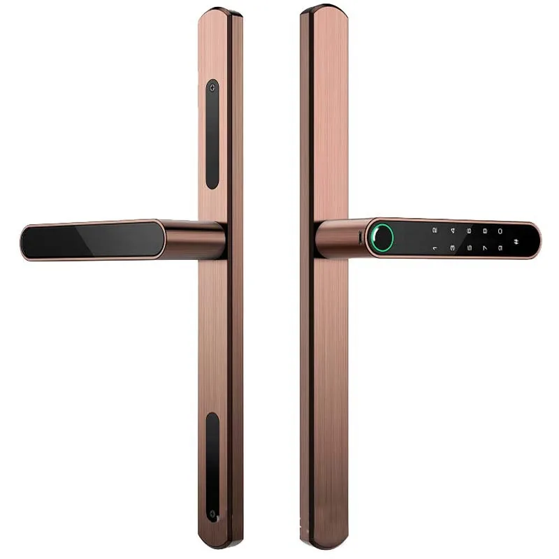 Slim Broken Bridge Aluminum Smart Door Lock, Waterproof Double Side Biometric Fingerprint Password Lock