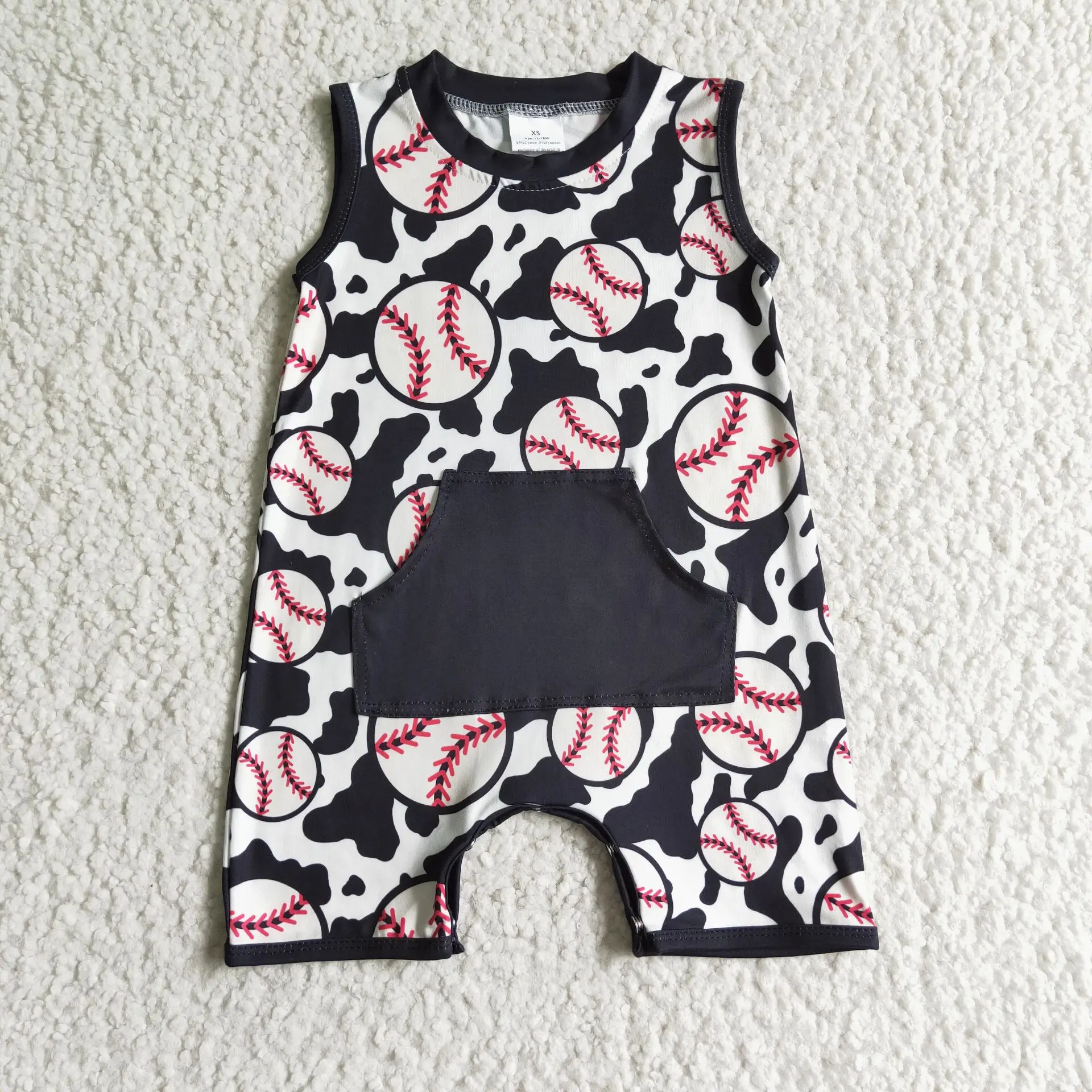 Wholesale Newborn Embroidery Baseball Romper  Jumpsuit Toddler Kid Children Summer Ball Game Matching Baby Boy Girl One-piece