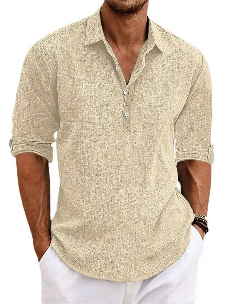 

Цвет льняной Long Sve irt Pure Color японский Sle большой размер льняной утюг мужской весенне-осенний Thiened фланелевой