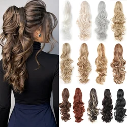 Extensión de cola de caballo, pinza sintética en postizo, extensiones de cabello de cola de caballo onduladas y rizadas, peluca larga de cola de caballo para mujer