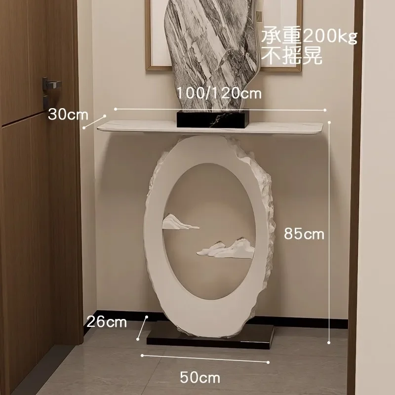 Modern Light Luxury White Entrance Cabinet Ultra Narrow Marble Console Table High End Creative Entryway Storage Furniture