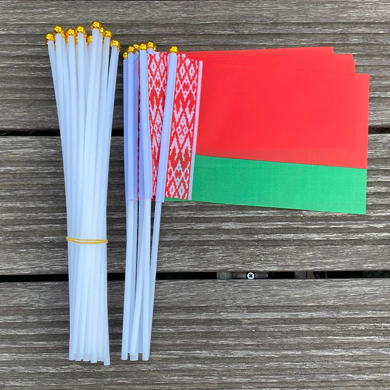 xvggdg  100pcs  14 * 21cm  Belarus   hand flag Promotion Wholesale Small  Belarus  Hand Waving National Flag