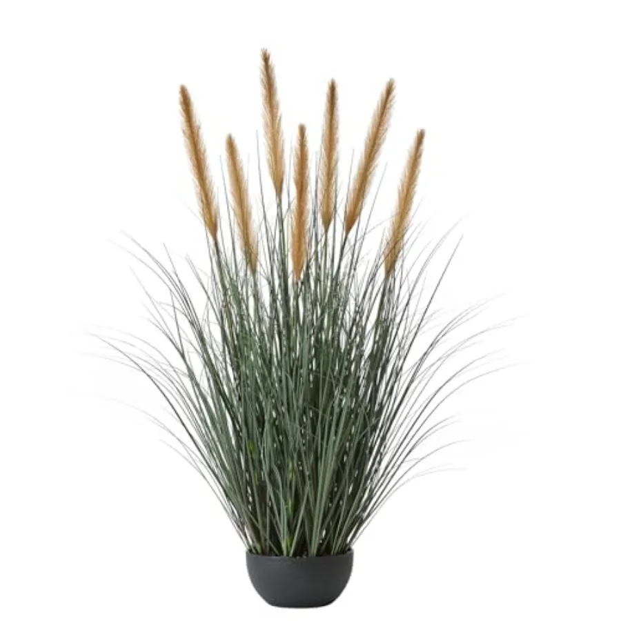 

3Feet Onion Grass, Artificial Plant and Greenery, Fake Floor Plants Indoor Outdoor, Faux Horsetail Reed Grass with 7 Feathery F