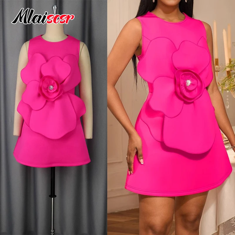 

Mlaiscsr Новогодние короткие платья для женщин с круглым вырезом без рукавов и 3D цветочным принтом Элегантные рождественские платья для гостей Платья для выпускного вечера на день рождения