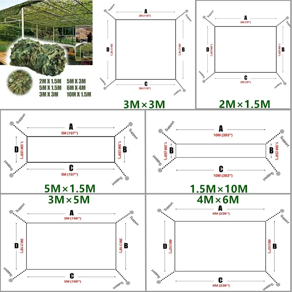 3M x 5M/4M x 6M caccia Camouflage Nets Woodland Training Camo Netting Car Covers tende ombreggianti campeggio Sun Shelter