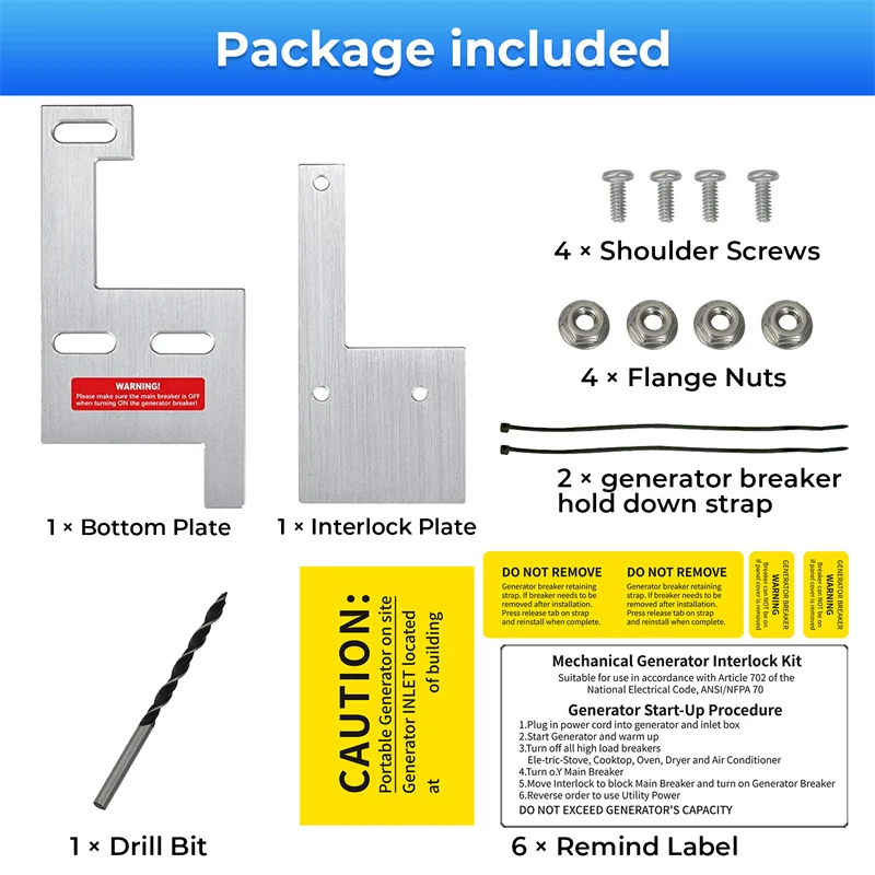 For GE General Electeric Vertical Main 150 or 200 Amp Panels Generator Interlock Kit 2 1/4 Inches Installation Spacing