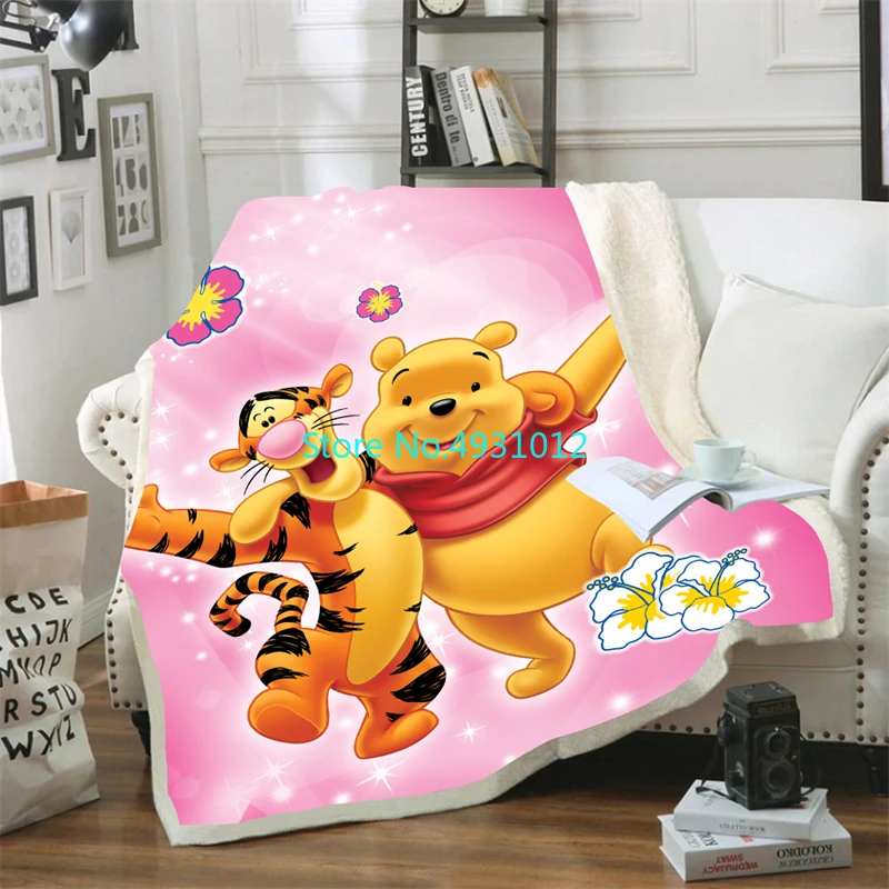 

Anime Cute Winnie The Pooh and His Friends Nap Blanket 70x100cm 3D Flannel Sherpa Blankets Baby Kids Gift Throw Sofa Bedroom