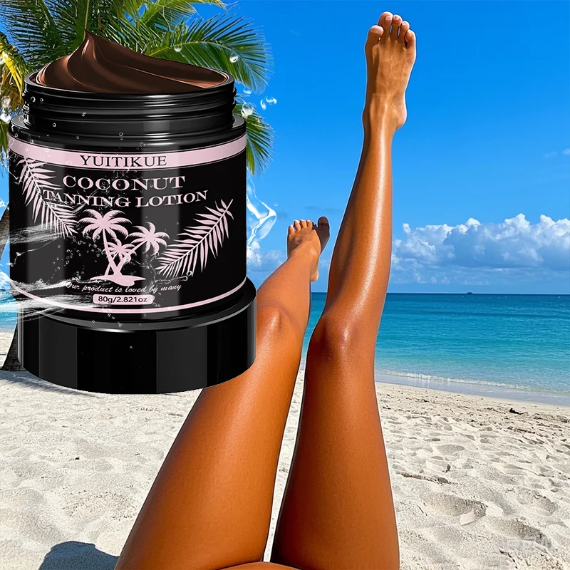 YUITIKUE Loción Bronceadora Nutritiva de Coco de 80g, Intensificador de Bronceado de Rápida Absorción para Lograr un Tono Bronceado Natural y Suave