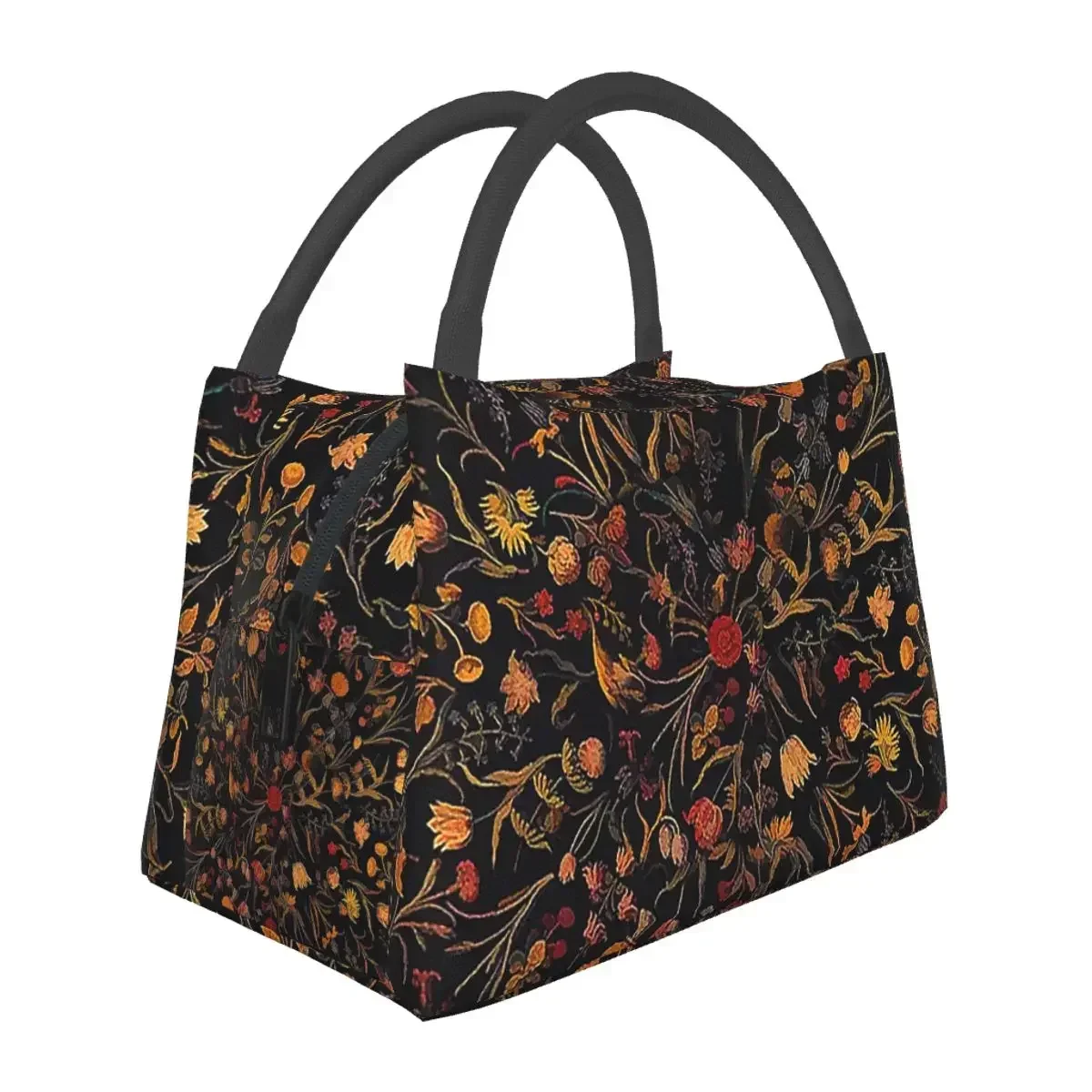 Midnight Floral Lunch Bags Insulated Bento Box Waterproof Lunch Tote Picnic Bags Cooler Thermal Bag for Woman Kids School