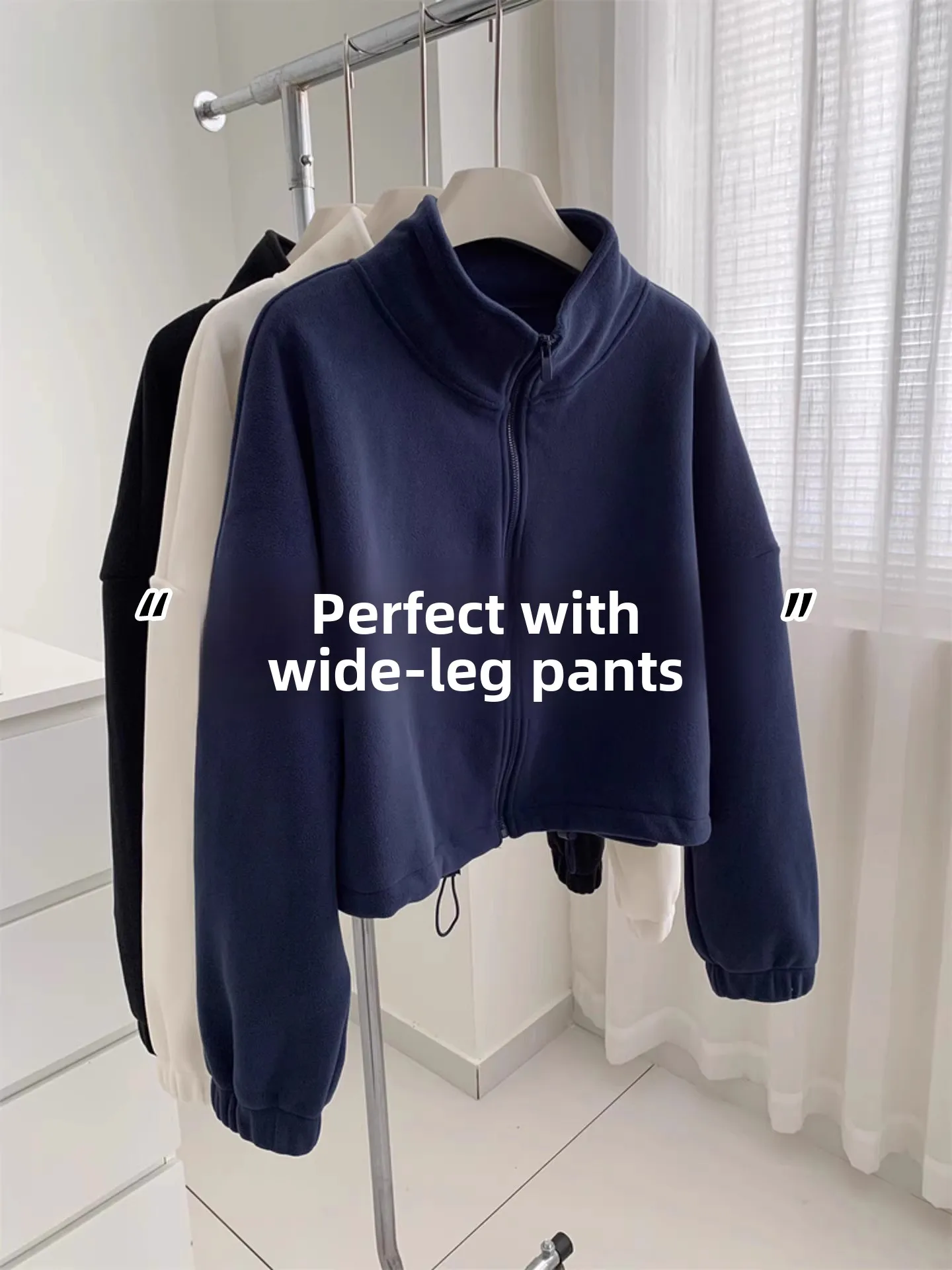 

Thiened Fce Hoodie Jaet Women's ort Sle Stand Collar Zipper Cardigan Autumn Winter New Arrival Regular Fit Outerwear
