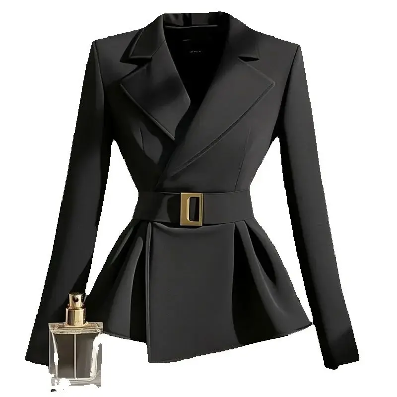 Spring And Autumn 2025 New Black Suit Jacket Temperament Celebrity Design Sense High-Grade Short Windbreaker Coat Jacket Woman