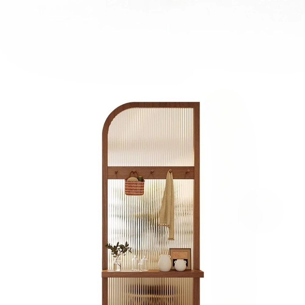 

Medieval style entrance entrance, living room without punching solid wood screen, Japanese modern simple door