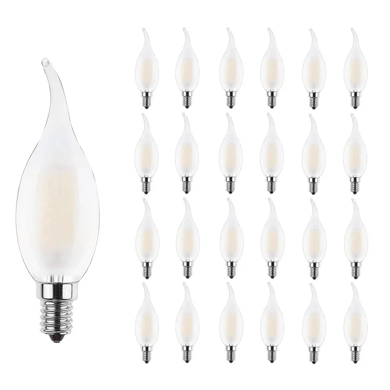 

Led Candle light C35 Frosted E12 110V E14 220V 4W 6w Dimmable Filament Bulbs Warm white 2700K Lamp For Chandelier Lighting