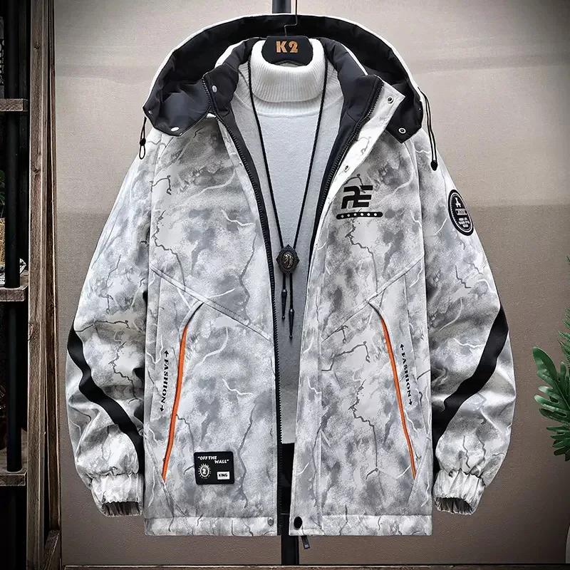 

Осенне-весенняя новинка: модная ветрозащитная спортивная куртка с капюшоном для мужчин, повседневная, свободного кроя, больших размеров, высококачественная верхняя одежда