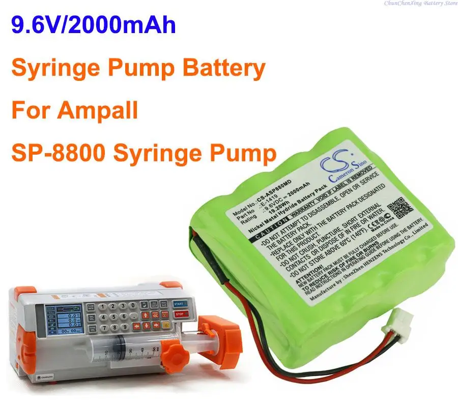 Cameron Sino 9.6V 2000mAh Medical Battery E-1419 for Ampall SP-8800 Syringe Pump,  120049 for Medima Syringe pump S2, P2 +TOOL
