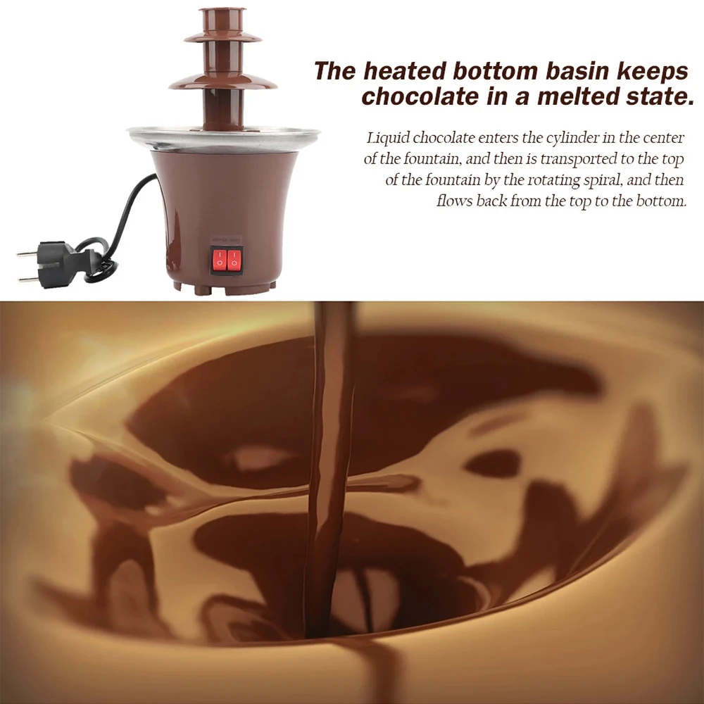 Mini fonte de chocolate artesanal, faça você mesmo, derretimento de chocolate com fondue de aquecimento, hotpot de 3 camadas para churrasco,