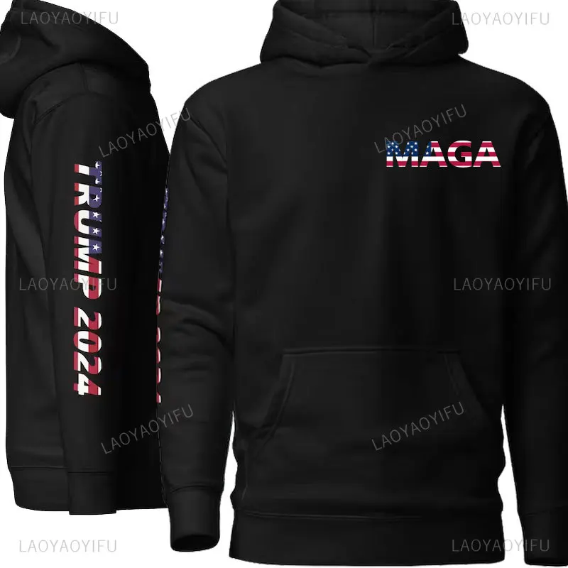 Trump 2024 Unisex Hoodie American Donald Trump Man Hoodie Winter Wear Winter Clothing Pro Republican VOTE TRUMP 2024 Woman Tops