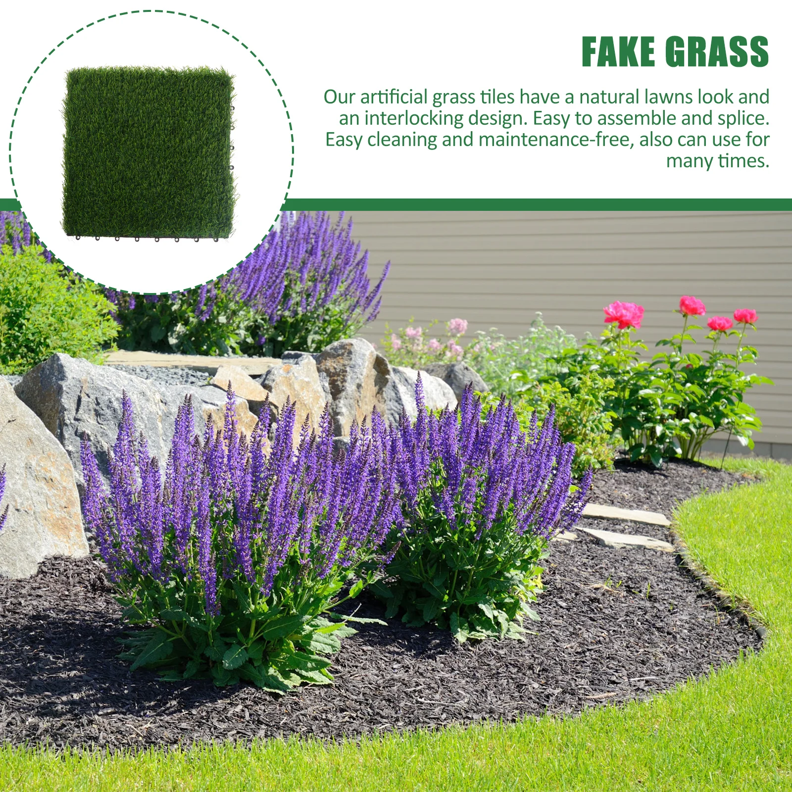 

Artificial Grass Tiles Interlocking Turf For Patio Garden Fake Grass Floor Outdoor Decor Lawn Mat Synthetic Carpet