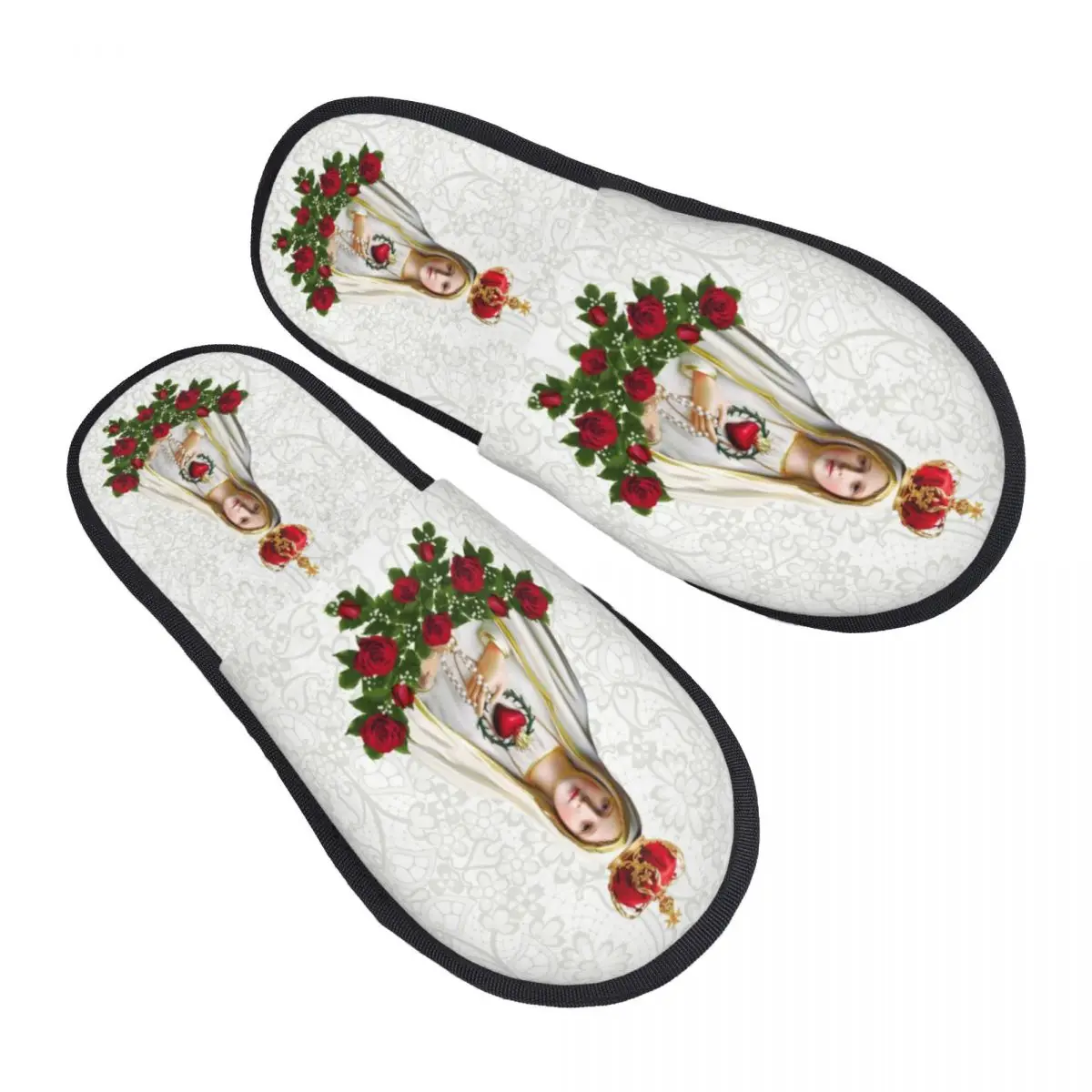 Onze Dame Van Fatima Maagd Mary Gast Slippers Voor Hotel Vrouwen Op Maat Print Portugal Rozenkrans Katholiek Huis Slipper