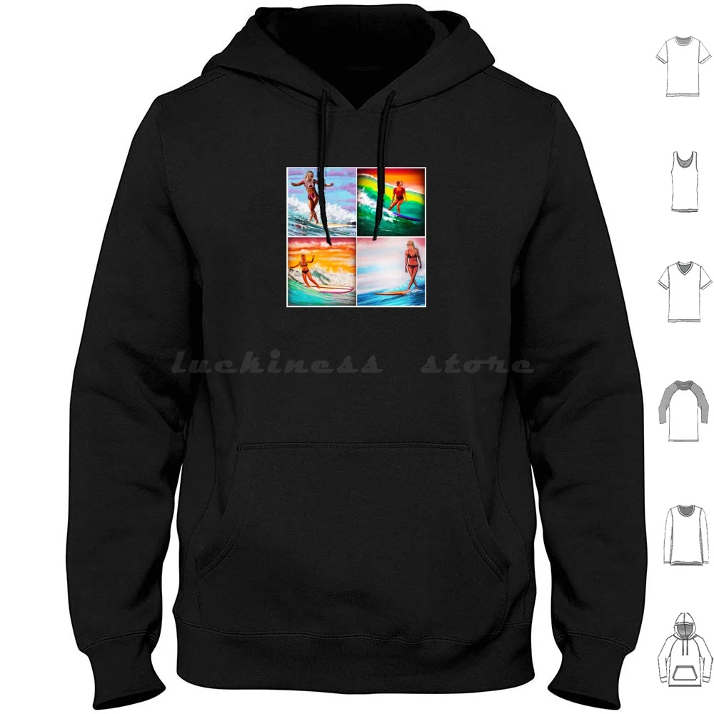 California Soul Surfer Girls. Hoodies Long Sleeve Rainbow Girls Surfer Bikinis Longboards Cool Big Wednesday Vintage