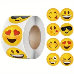 500pcs Cartoon Funny Smiley Face Stickers, 8 Patterns 1.0 inch, Suitable for DIY Decoration of Computers, Refrigerators, Gifts