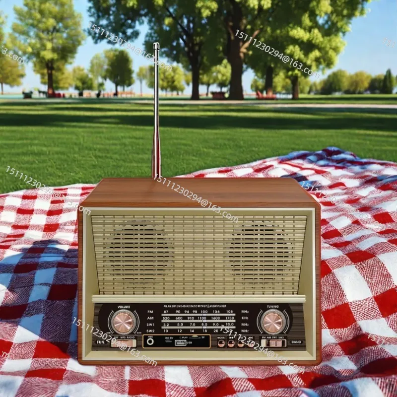 2024 Latest Portable FM Radio with Built-In BT 40 Stations Wooden Frame USB and Bluetooth Features Home AM/FM Internet Radio