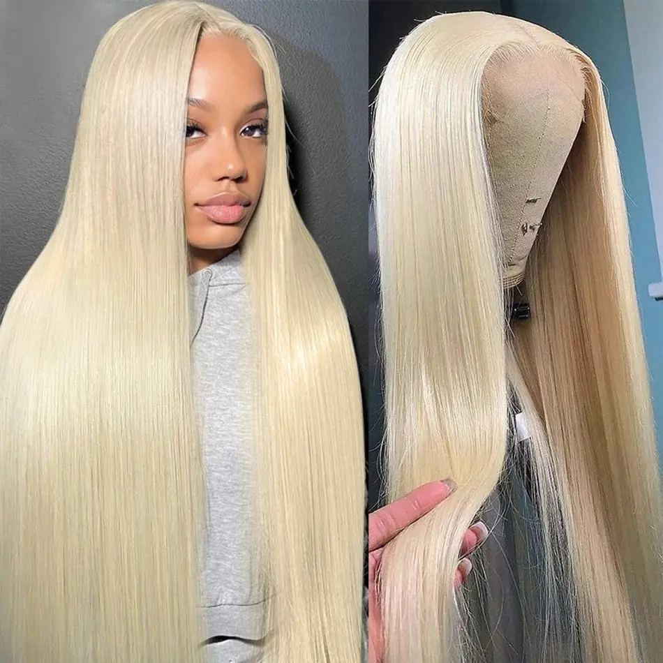 Rosabeauty 613 HD 13x6 Blonde Glueless 13X4 Frontal Wig Preplucked 250% Straight Hair 40Inch Lace Front Human Hair Wig For Women