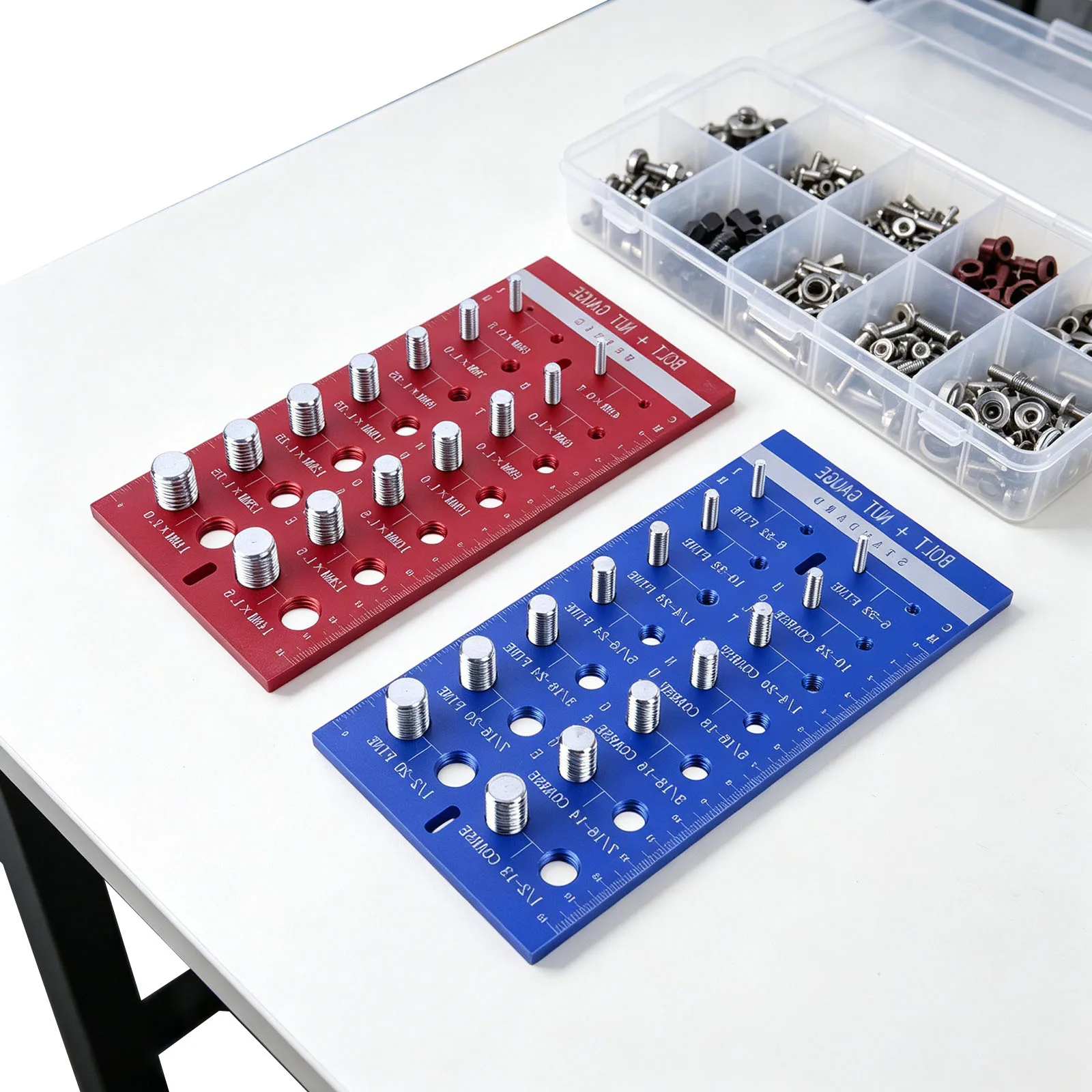 28Pcs Upgrade Nut and Bolt Thread Checker Wall-Mountable Bolt Size Finder for Screw Nut Bolt Size Finder Classification