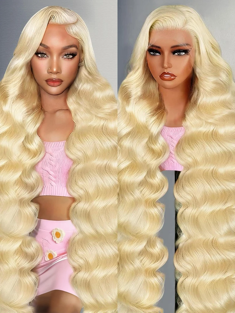 

40 46 дюймов 613 Блондинка Объемная волна 13x6 Прозрачный HD Парик фронта шнурка Бразильские человеческие волосы 300% Плотность Предварительно выщипанные для чернокожих женщин