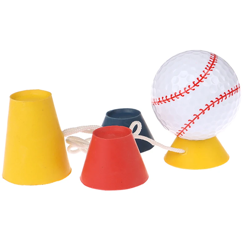 1Set Golf 4-In-1Tees Different Heights Rubber Winter Golf Tees With Rope Driver Home Range Ball Training Practice Outdoor Sports