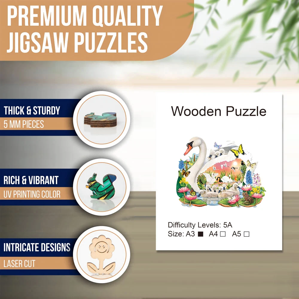 بجعة خشبية بانوراما الألغاز الفن للبالغين ، قطع فريدة من نوعها على شكل ، تخفيف التوتر اللعب ، لعبة ترفيهية ديي للأسرة ، ديكور المنزل