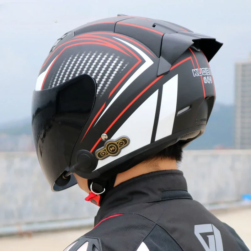 Motorcycle Half Helmet Anti-Fog Dual Lens Bluetooth Helmet DOT 3C Certification Casco Moto Motocross Helmet ABS Material