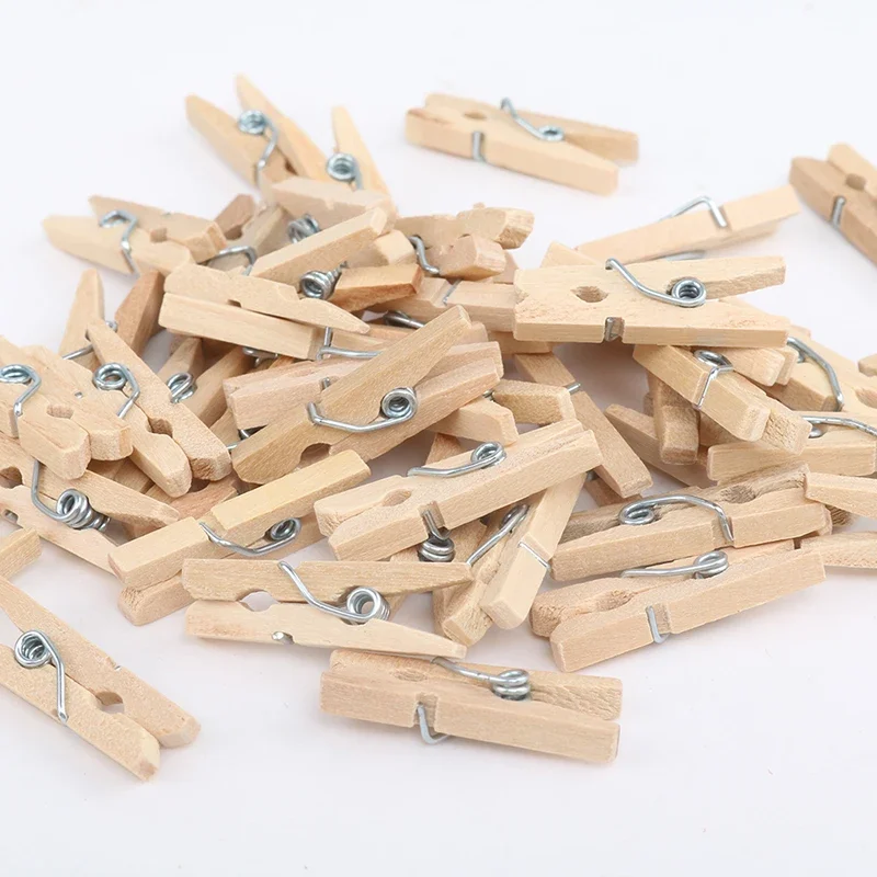 50/100 Pcs Mini  Natural Wooden Clips Photo Clips DIY Wedding Party Wooden Clip  Organisatoren  Gadgets Pour La Maison Pegs