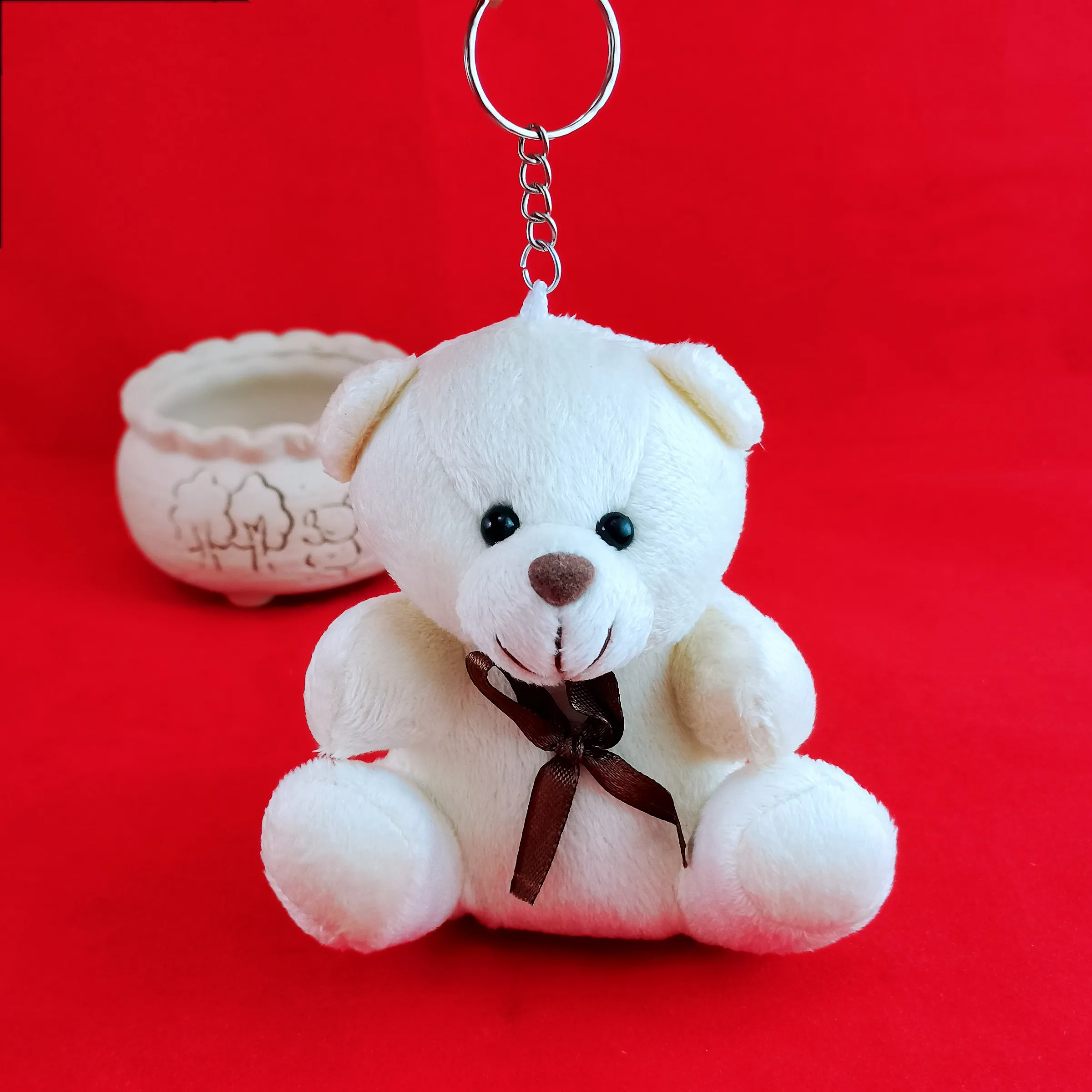 20 stks Groothandel Knuffel Strikje Teddybeer Sleutelhanger Bowtie Rugzak Tas Wandelaar Plushie Beren Speelgoed Knuffels Gift Pta006