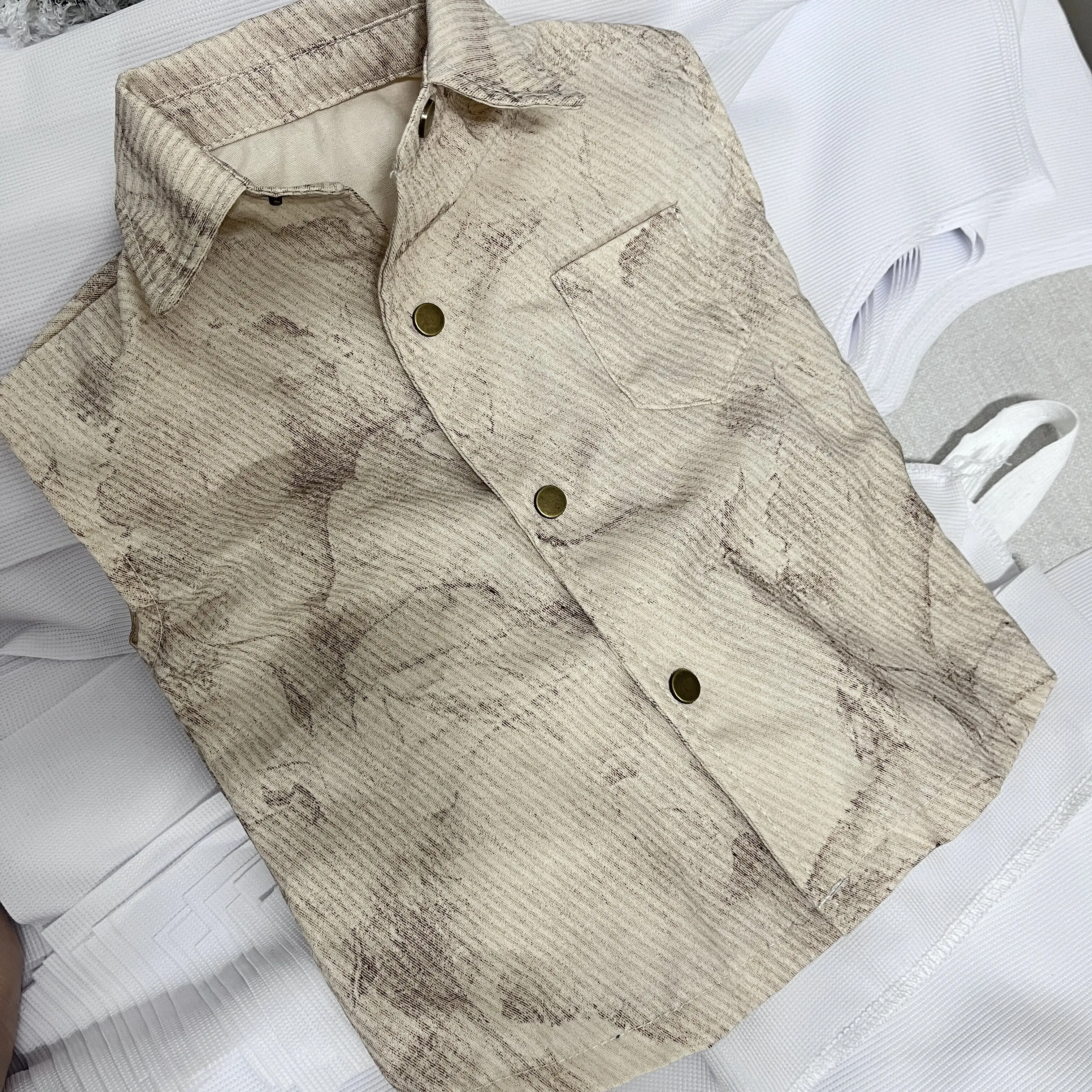 

D09-1037 children handmade toy uncle ID75 am77 BJD/SD doll's clothes Khaki shirt wide leg pants 1pcs