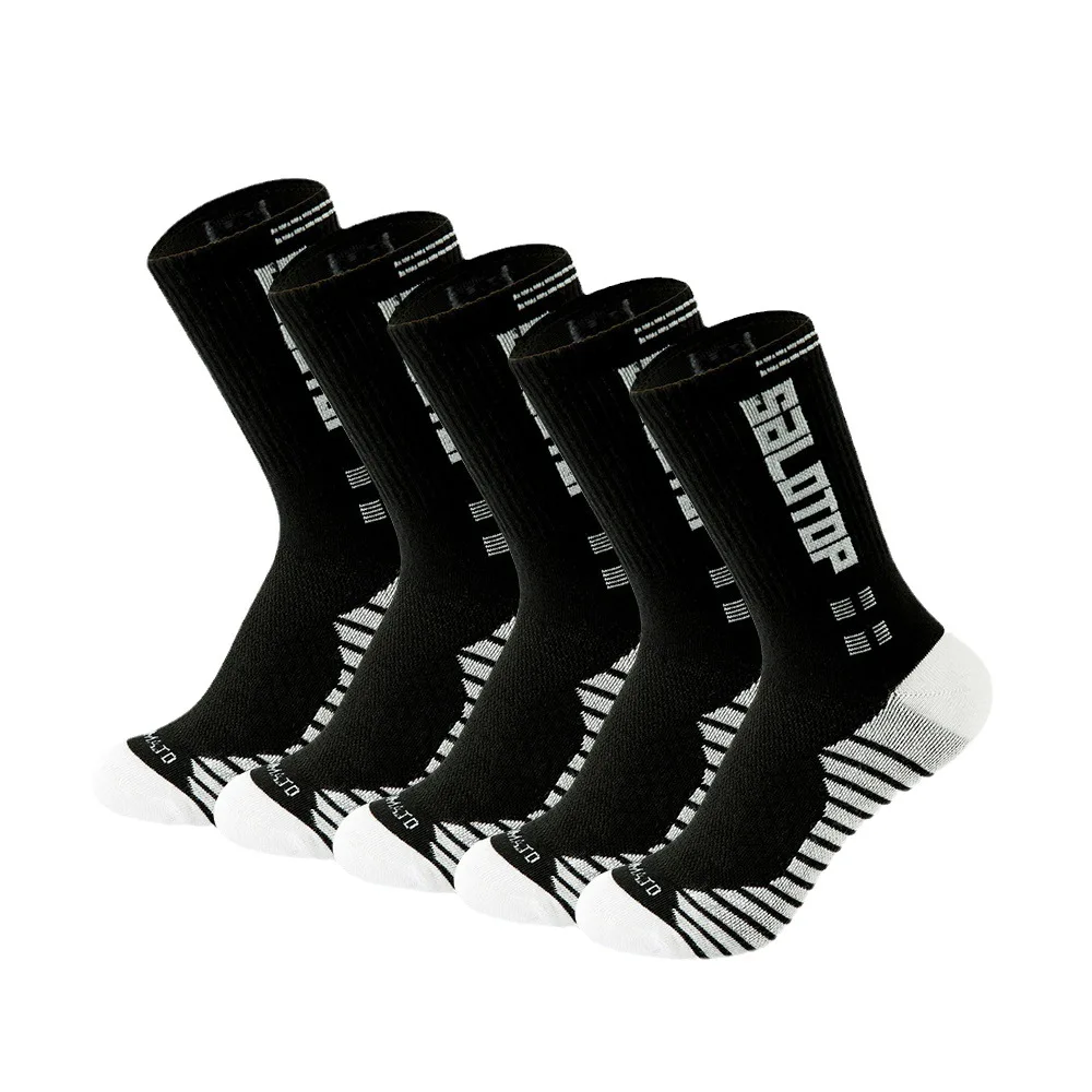 

5 Pairs 100% Cotton Men Sports Socks Black White Splicing Color Sweat-Absorbing Anti-Odor Elastic Outdoor Running Sports Socks