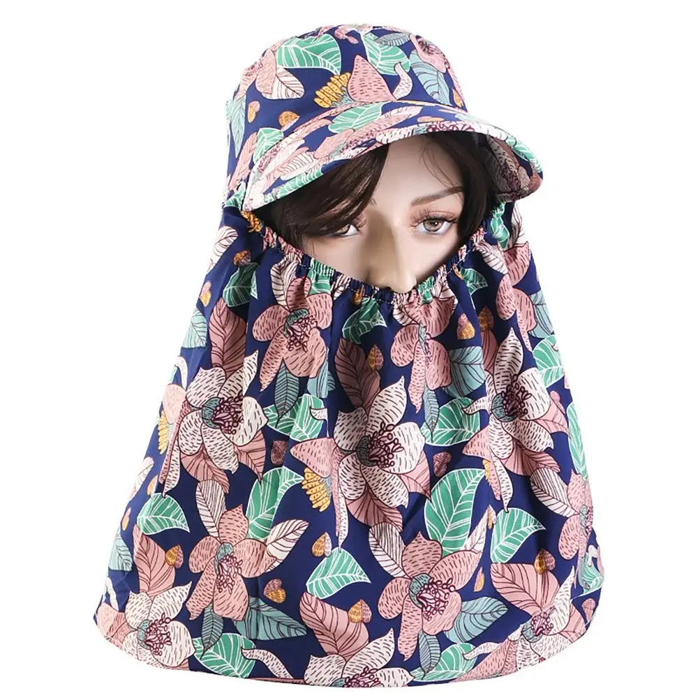 Wide Brim Tea Picking Cap Summer Neck Protection Dust Mask Fisherman Hat with Shawl Agricultural Work Hat Women