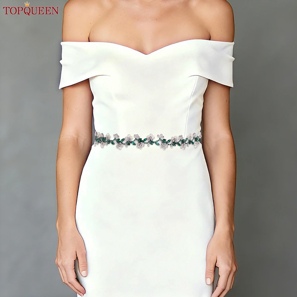 

TOPQUEEN Элегантный пояс со стразами, украшает пояс невесты на талии, свадебный пояс, подходящий для вечеринок, баров и вечернего платья S315