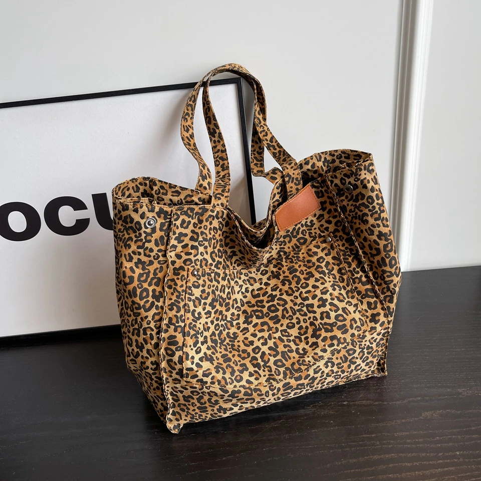 Leopard Casual Totes For Women Large Capacity Fashion Shoulder Bags Soft Cloth Big Leisure Or Travel Bags Korea Lazy breeze Bags