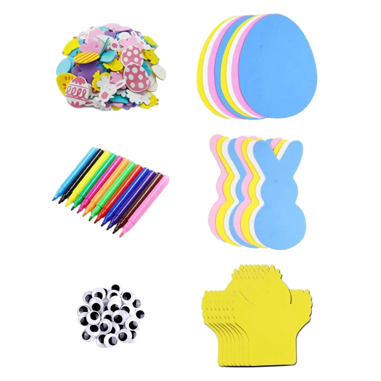 Easter Foam Stickers Arts Crafts Home Classroom Activities Party Favors Chick Egg Shape for Boys Girls Easter Crafts
