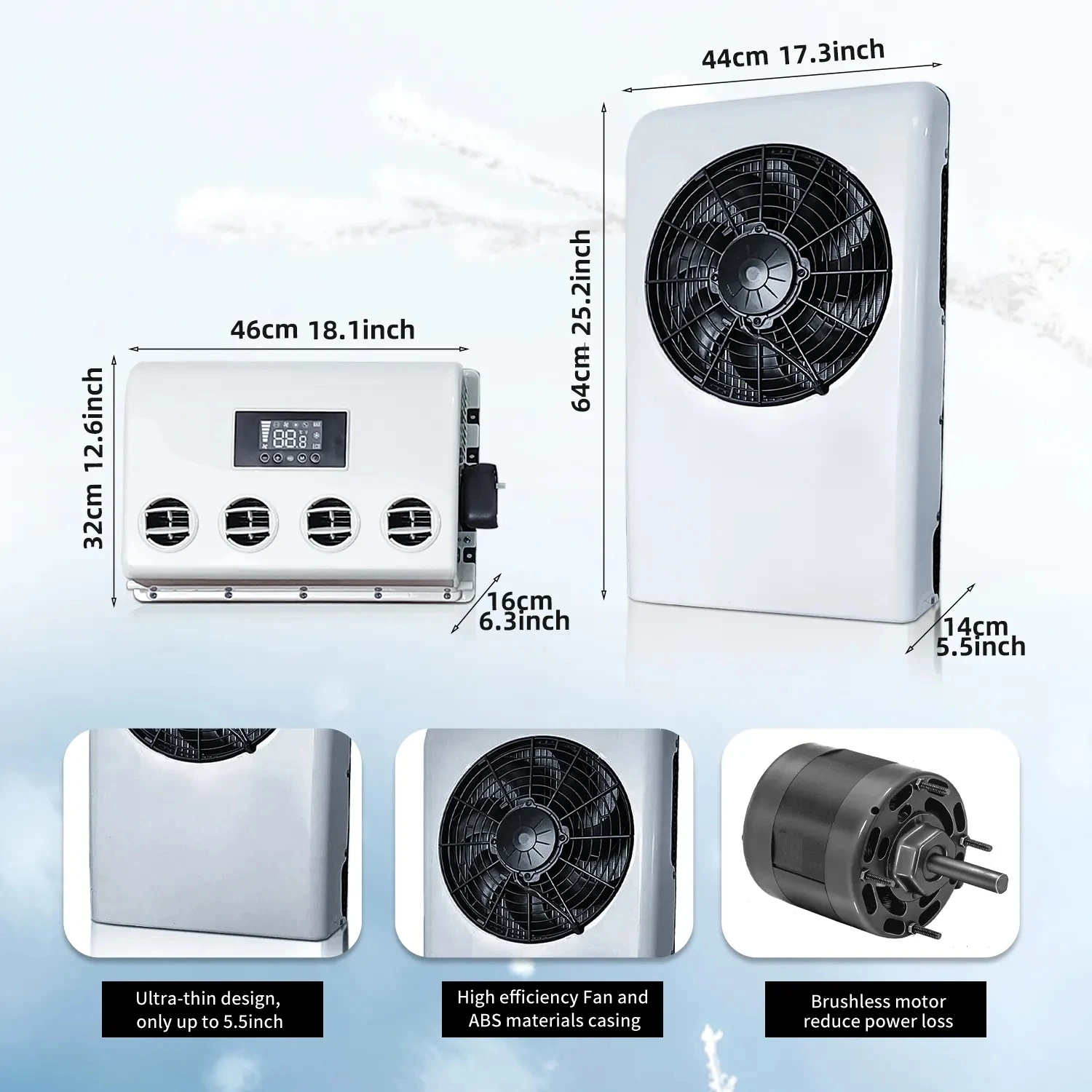 12V 24V Split Truck Parking Air Conditioner Sleeper Cab Electric AC Unit Cooling System