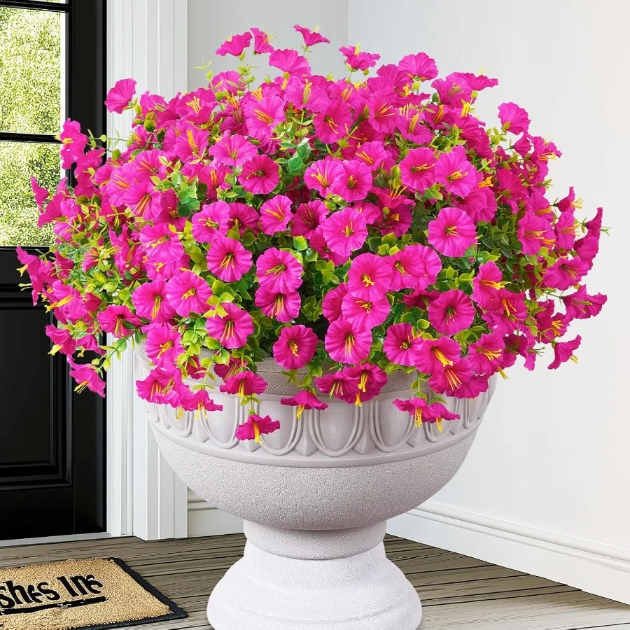 

12 Bundles Look Real Artificial Flowers for Outdoors Realistic Fake Outdoor Flowers UV Resistant Silk Petunia Flowers for Outsi