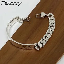Foxanry Good Lucky English Letter Chain Bracelets for Women Couples Vintage Punk Asymmetry Geometry Birthday Party Jewelry Gifts