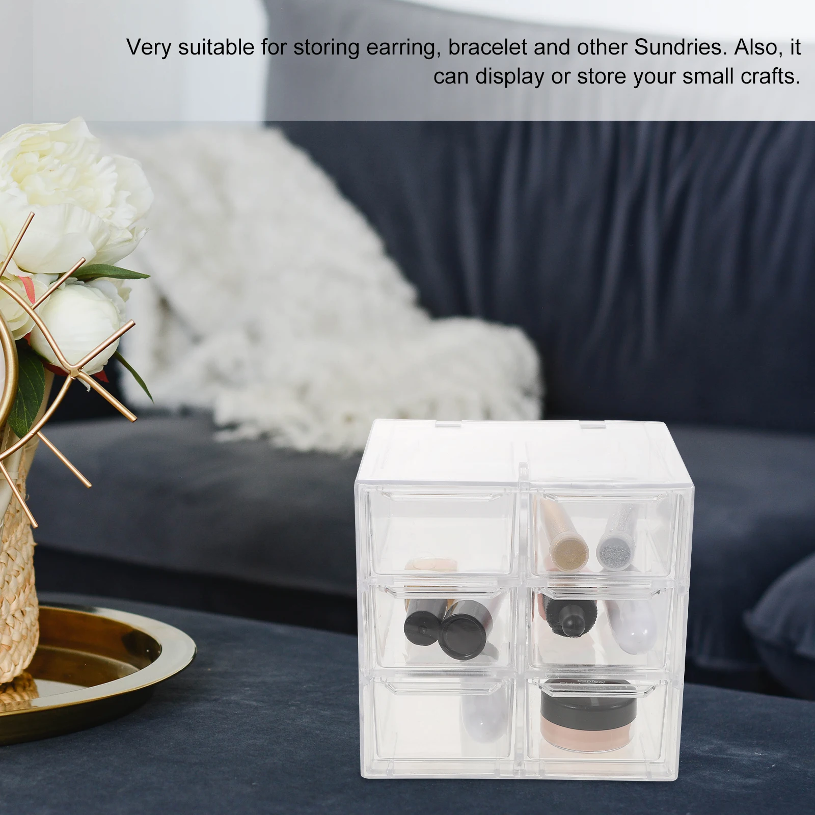 Desktop Storage Box Makeup Holder Boxes Clear Organizer Crafting Plastic Container