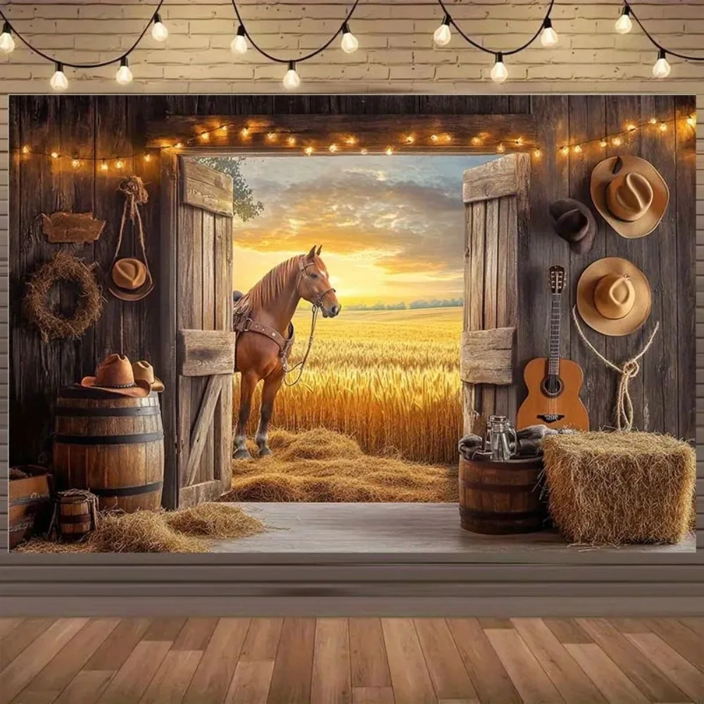 

Фон для съемки баннеров в западной ковбойской тематике, сельская ферма, сарай, ворс, украшение для вечеринки, реквизит для фотосъемки, фон