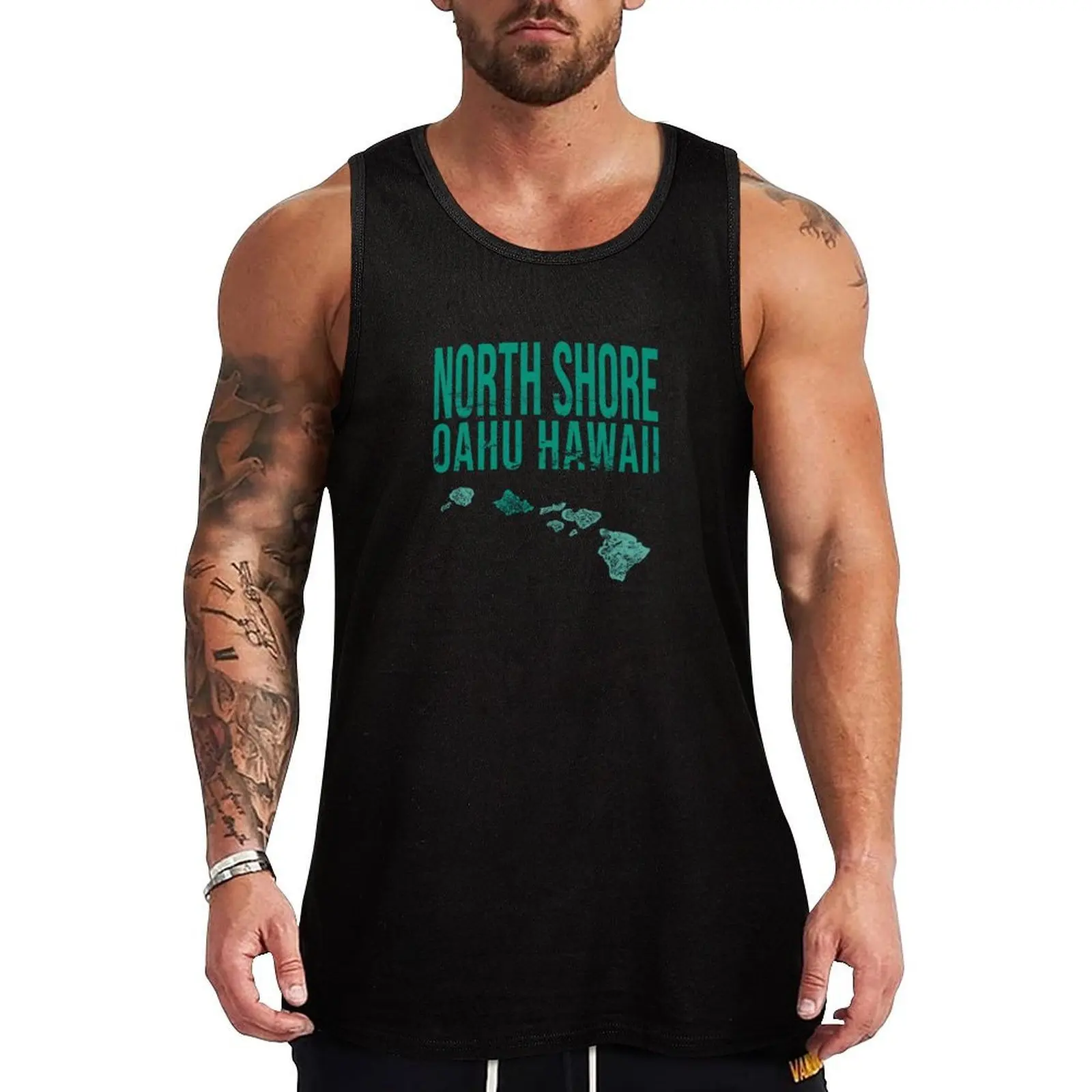

Hawaii Oahu North Shore Hawaiian Islands Map Tank Top Cool Dry Tank Top Lightweight Summer Sleeveless Top