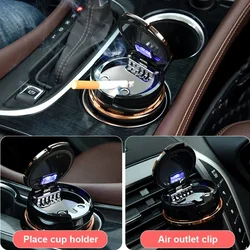 Car Cigarette Ashtray Cup With Lid With LED Light Portable Detachable Vehicle Ashtray Holder Cigarette Ashtray  Ceramic process