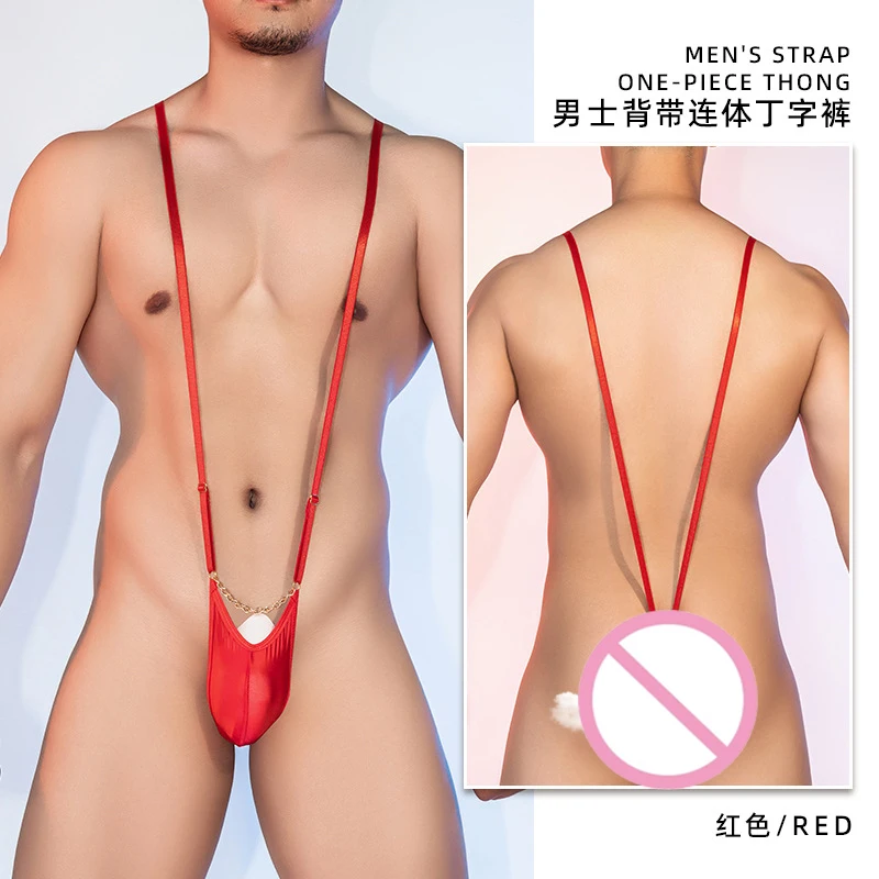 

Men's Underwear Bright Diamonds Thin Straps Sexy Breathable Low-Waisted Panties Strappy High Cut Hollow Mens Jumpsuit