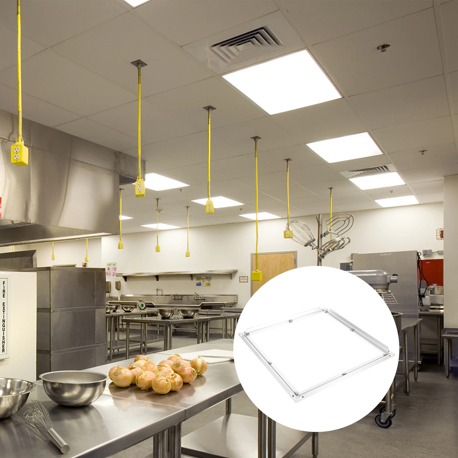 

30x30cm White Frame Transparent Aluminum Ceiling Light Covers for Bathroom Kitchen Easy Install Long Lasting Modern Style Lamp